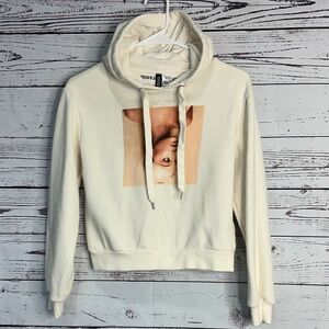 H&M Cream Cowl Neck Sweater with Artistic Graphic